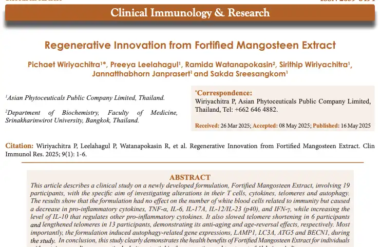Regenerative Innovation from Fortified Mangosteen Extract