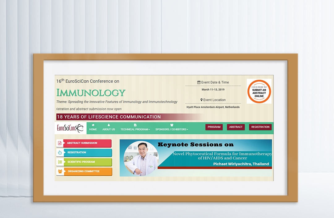 Euro SciCon on Immunology 16th, Netherlands - Novel Phytoceutical Formula for Immunotherapy of HIV / AIDS and Cancer